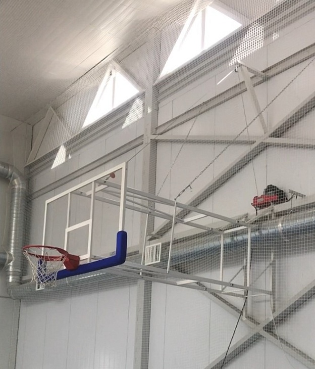 Ферма для баскетбольного щита складная с электроприводом, крепление к стене